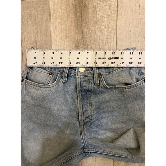 RE/DONE Originals High Rise Straight Leg Jeans Light Wash Distressed Blue Sz 27 - Picture 7 of 12
